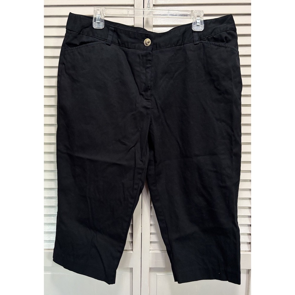 Counterparts Wide Leg Black Capris Pants Size 16P Mid Rise Summer Casual‎